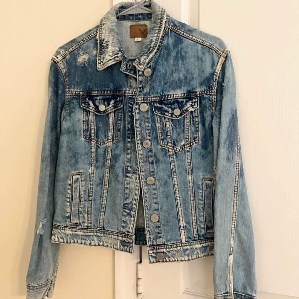 American Eagle Destroyed Denim Jacket Size XS
